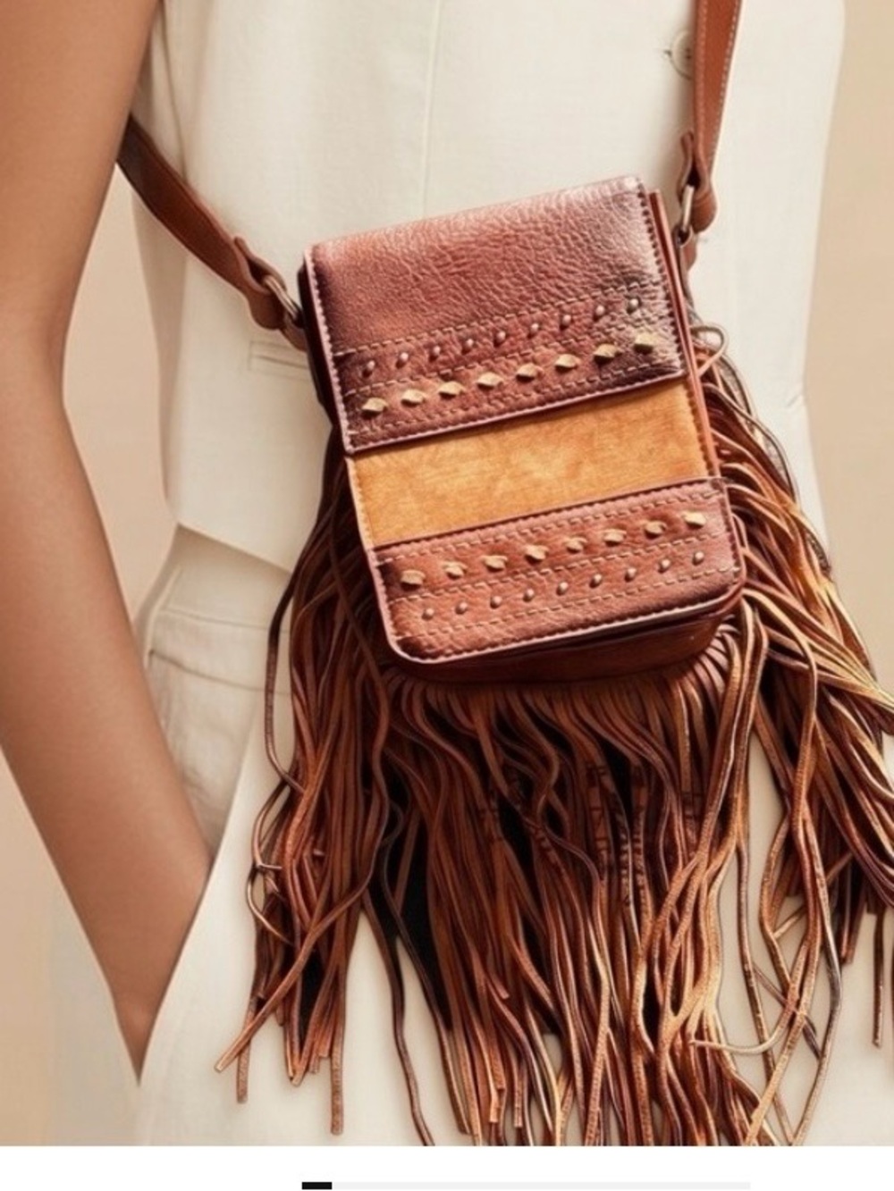 Red Dirt Hat Fringe Western Authentic BoHo Faux Leather Crossbody Bag NWT
